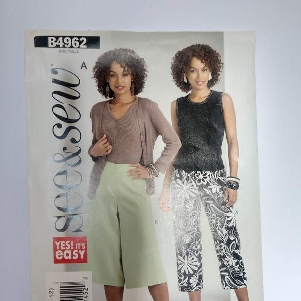 Butterick See and Sew B4962 Misses Capri and Gaucho Size A 6/8/10/12