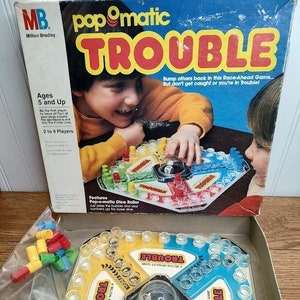 Milton Bradley TROUBLE Pop-O-Matic game 1986 ~ Vintage Game Night ~ Games 2-4 player ~ Family Fun Night