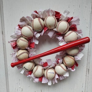 Baseball Wreath~ Baseball Decor ~ Love Baseball ~ Upcycled Baseball ~