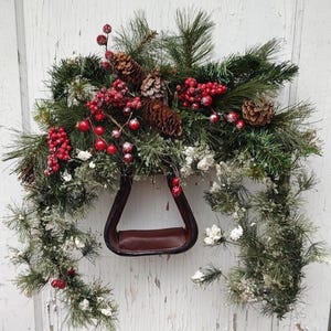 Horse Themed Stirrup Wreath ~  Horse Winter Wreath~ Horse Stirrup Christmas Wreath ~ Horse Christmas