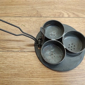 Anitque Tinware 3-Egg Poacher ~ Farmhouse Kitchen ~ Camping Eggs