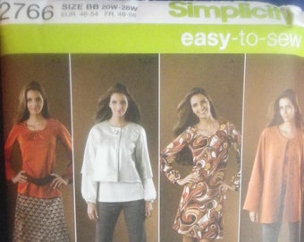 Simplicity Easy-to-Sew Pattern 2766 Women's Pants, Skirt, Jacket and Knit Dress or Tunic Sizes 20W-28W - Uncut