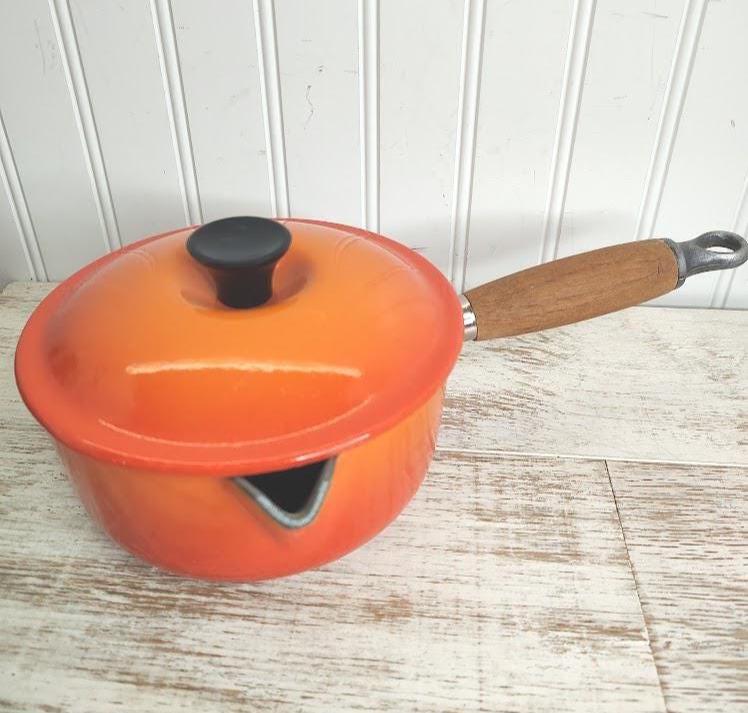 Le Creuset #16 Flame Orange Enameled Cast Iron Wood Handle