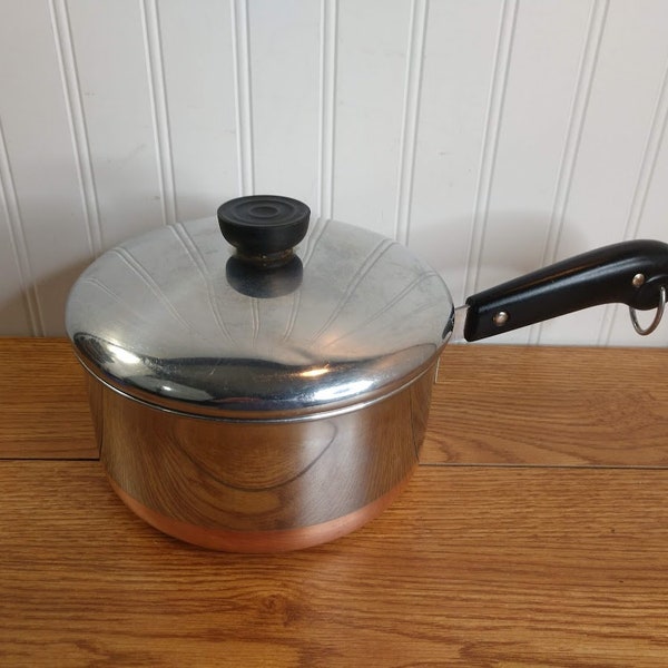 2 QT Pre 68 Revere Ware Stainless Steel Copper Clad 2 Qt Saucepan w/Lid #RW209