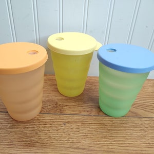 Vintage Tupperware Tumbler Cups Children Kids Toddler Lids Preschool