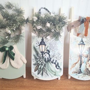 Wood Sled Door Hanger Table Centerpiece ~Farmhouse Holiday ~ Rustic Holiday
