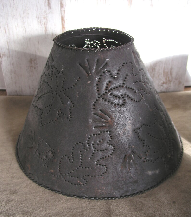 Punched Tin Lamp Shade Primitive