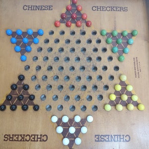 Vtg  Wooden Parker Brothers Chinese Checkers Game Board