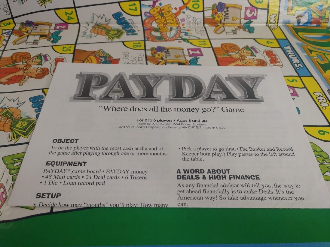Payday 1994 Edition Board Game by Parker Brothers Family - Etsy Ireland