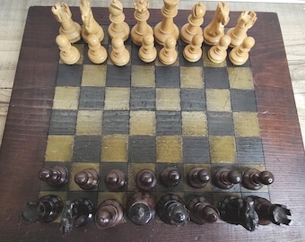 Wooden Chess Set w/ Wooden Board ~ Chess Set ~ Strategy Game ~ Family Game Night
