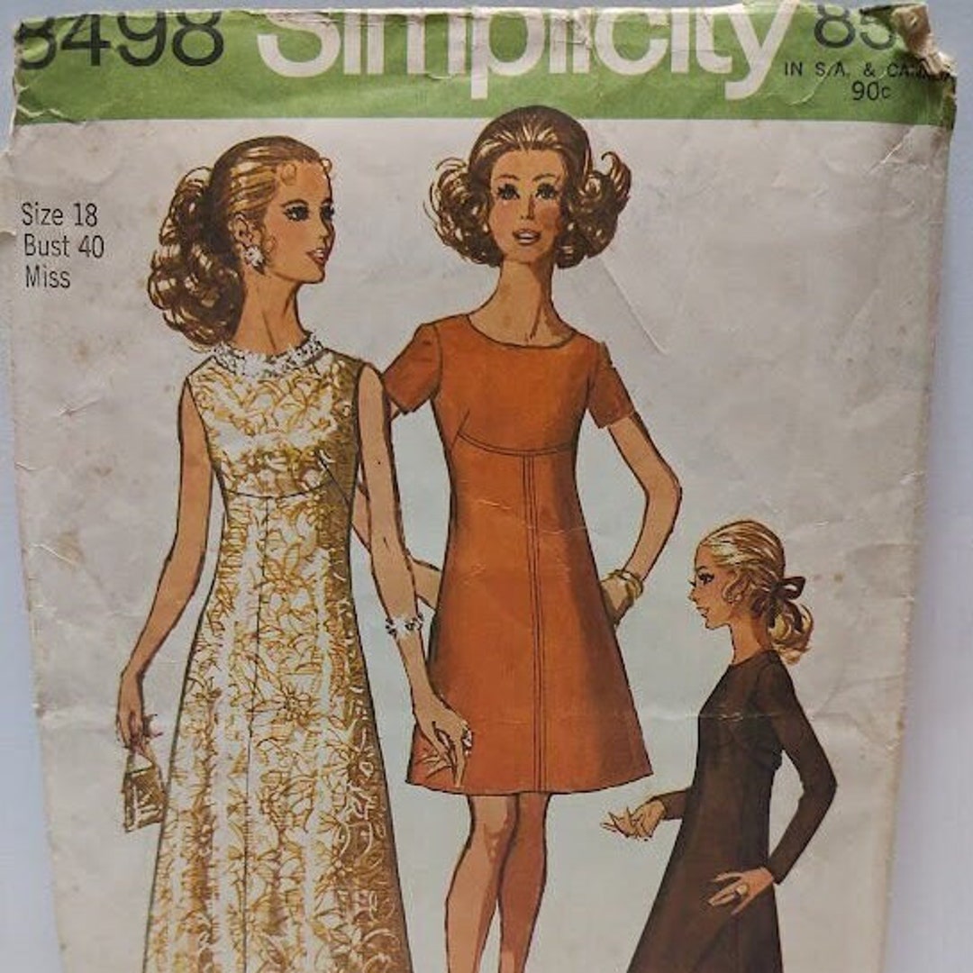 Simplicity 8498 Miss Petites and Misses Dress in Two Lengths Size 18 Etsy