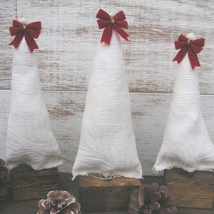 3 Fabric Trees ~ Farmhouse Decor ~ Fabric Christmas tree ~ One of kind tree