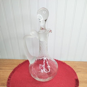 Elegant Crystal Frosted Glass Decanter ~ Art Deco Decanter