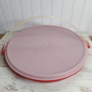 Vintage Tupperware 405-2 Party Susan Divided Relish Veggie Tray Red with Clear Lid