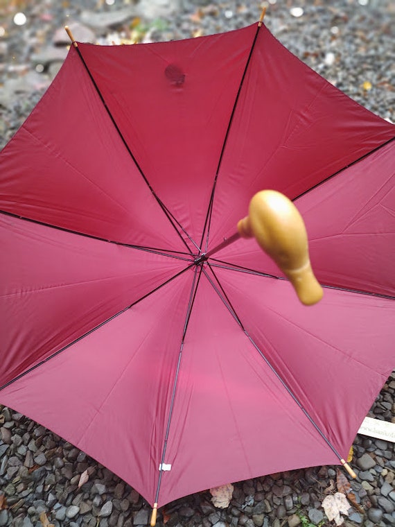 Garfield Golfing Umbrella With Wooden Handle / Vintage Large 