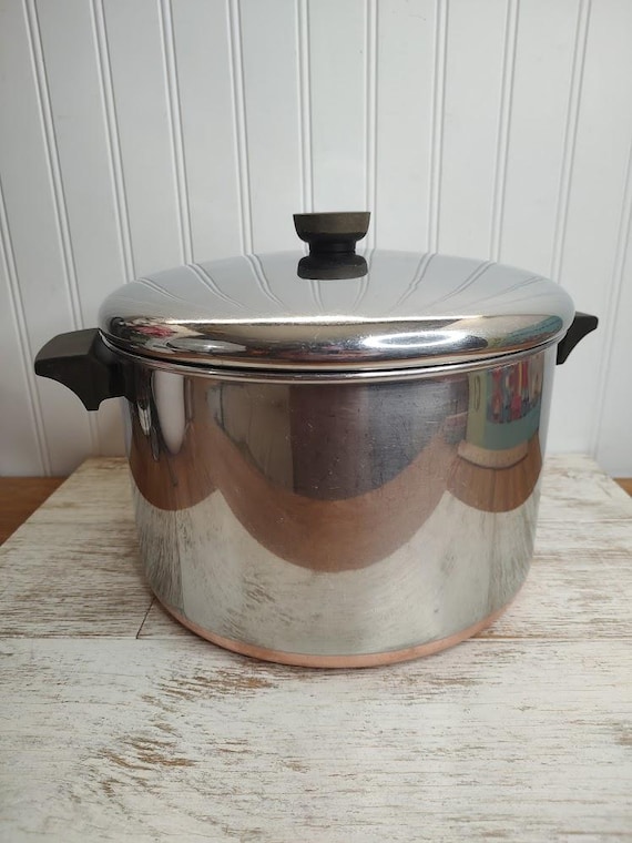 Revere Ware 8 QUART Dutch Oven Stock Pot Copper Clad Bottom With