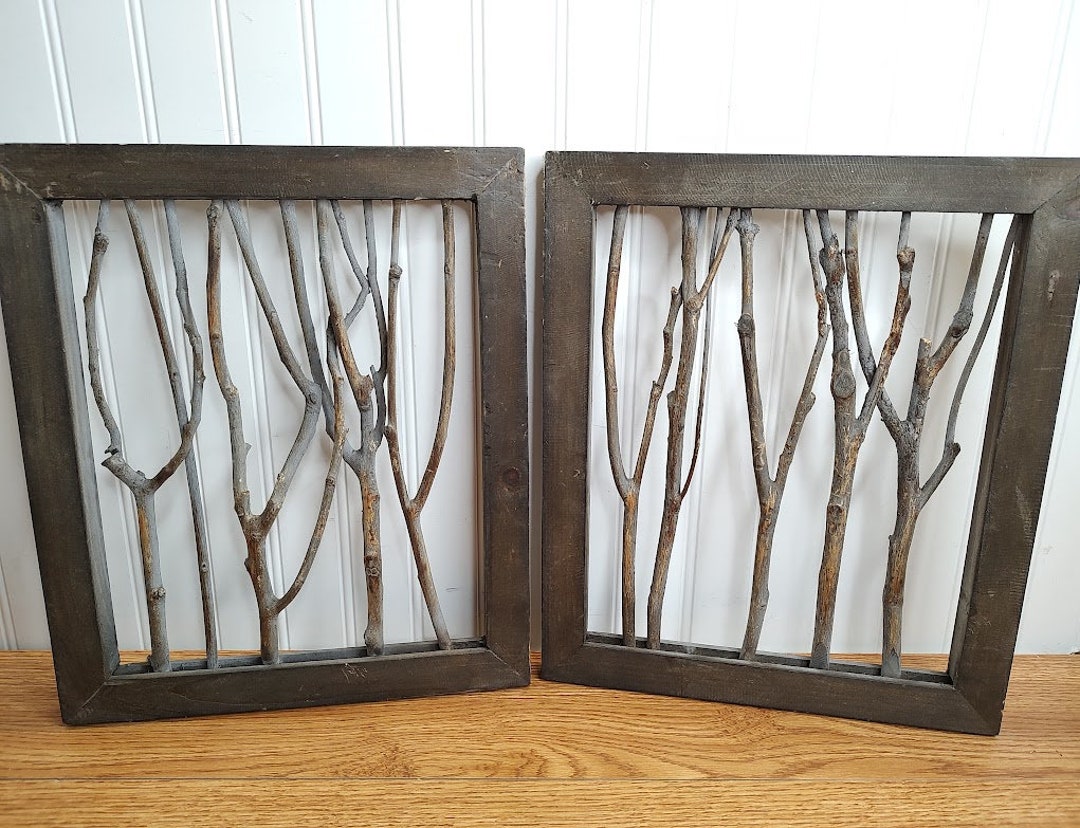 Framed Twig Art 14 X 12 Twig Wall Art Framed Branches Forest Wall Art