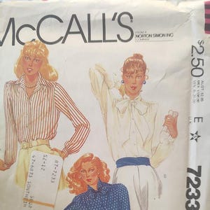 McCall&#39;s #7233 Misses Blouses Size 12