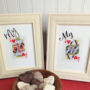 Valentine Framed King or Queen of Hearts ~ Valentine Decor ~ King of Hearts ~ Queen of Hearts ~ Repurposed Playing Cards