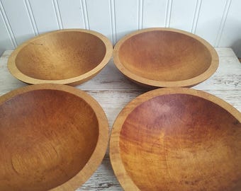 Unmarked Wooden 6.5" Bowl Set of Four ~ Wooden Salad Bowl ~