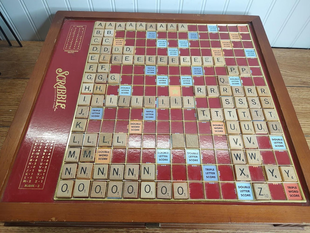 Rotating Scrabble Wooden Game Box Family Game Night Word Games - Etsy