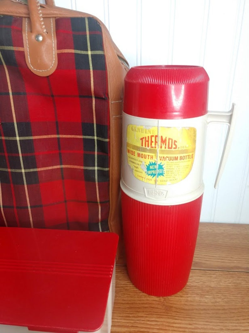 Vintage Thermos Picnic Bag Set Red Plaid Sandwich Case Storage Etsy