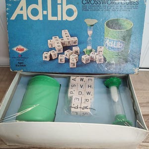 Ad‑Lib Crossword Cubes Vintage ES Lowe Word Game Complete w/ Timer 1973