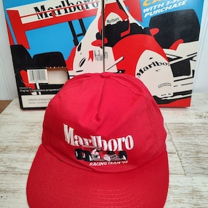 Vintage Marlboro Racing Team '92 Snapback Hat Red Trucker Cap