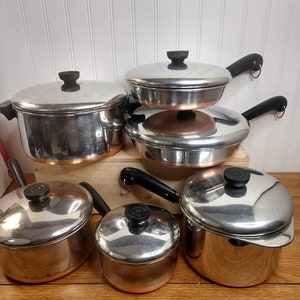  Revere Copper Clad Cookware Set, Silver (7 Piece) : Home &  Kitchen