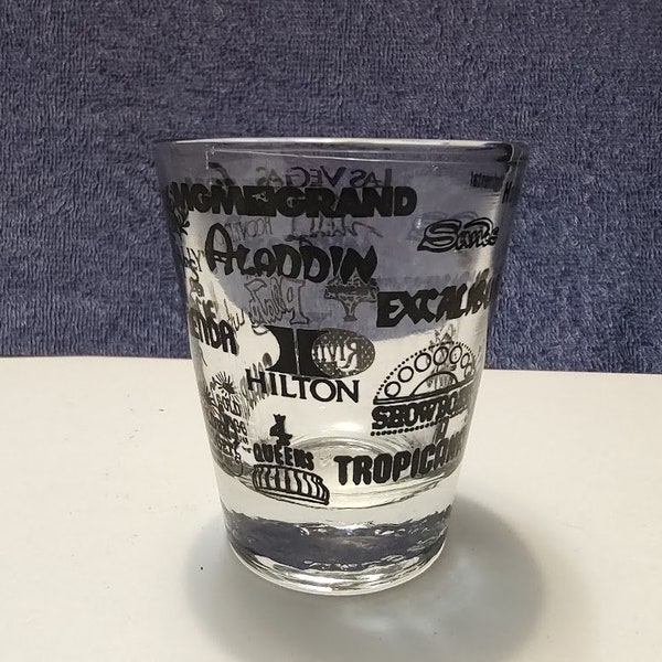 Vintage Las Vegas Stardust Aladdin Riviera Luxor Freemont Shot Glass ~ Gift idea - Man Cave Shot Glasses