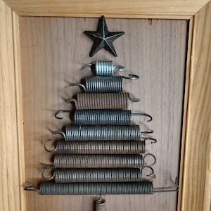 Vintage Hardwood Rusty Spring Christmas Tree / Holiday Junk Decor / Junk Tree