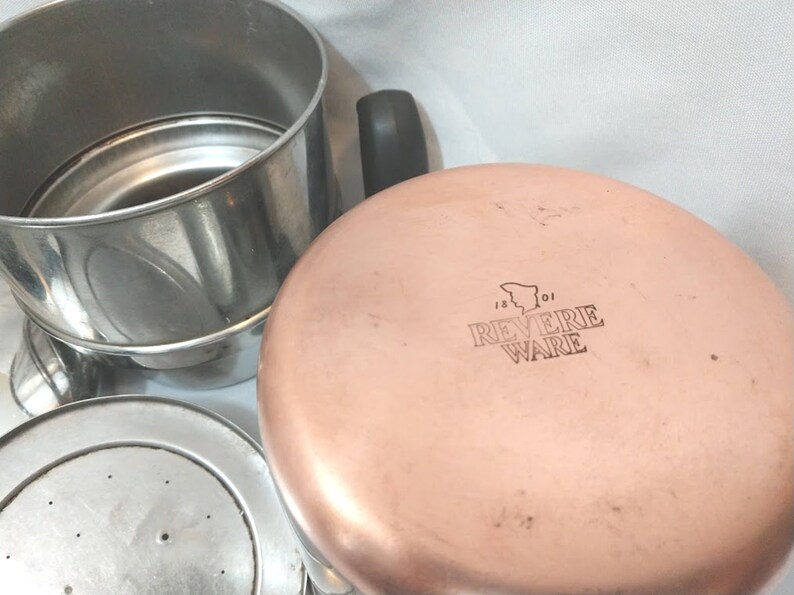 Coffee Maker Stovetop Coffee Maker Pot Copper Bottom SS Vintage Revere Ware 4-6 Cup Drip-o-lator