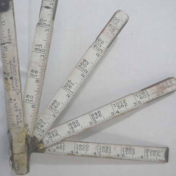 Vintage Used Lufkin Rule Co. Doyle Log Scale Log Rule 47" Wood and Brass