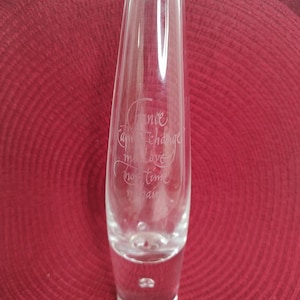 Steuben Glass 8&quot; Crystal Bud Vase &quot;Chance Cannot Change My Love Nor Time Impair&quot;