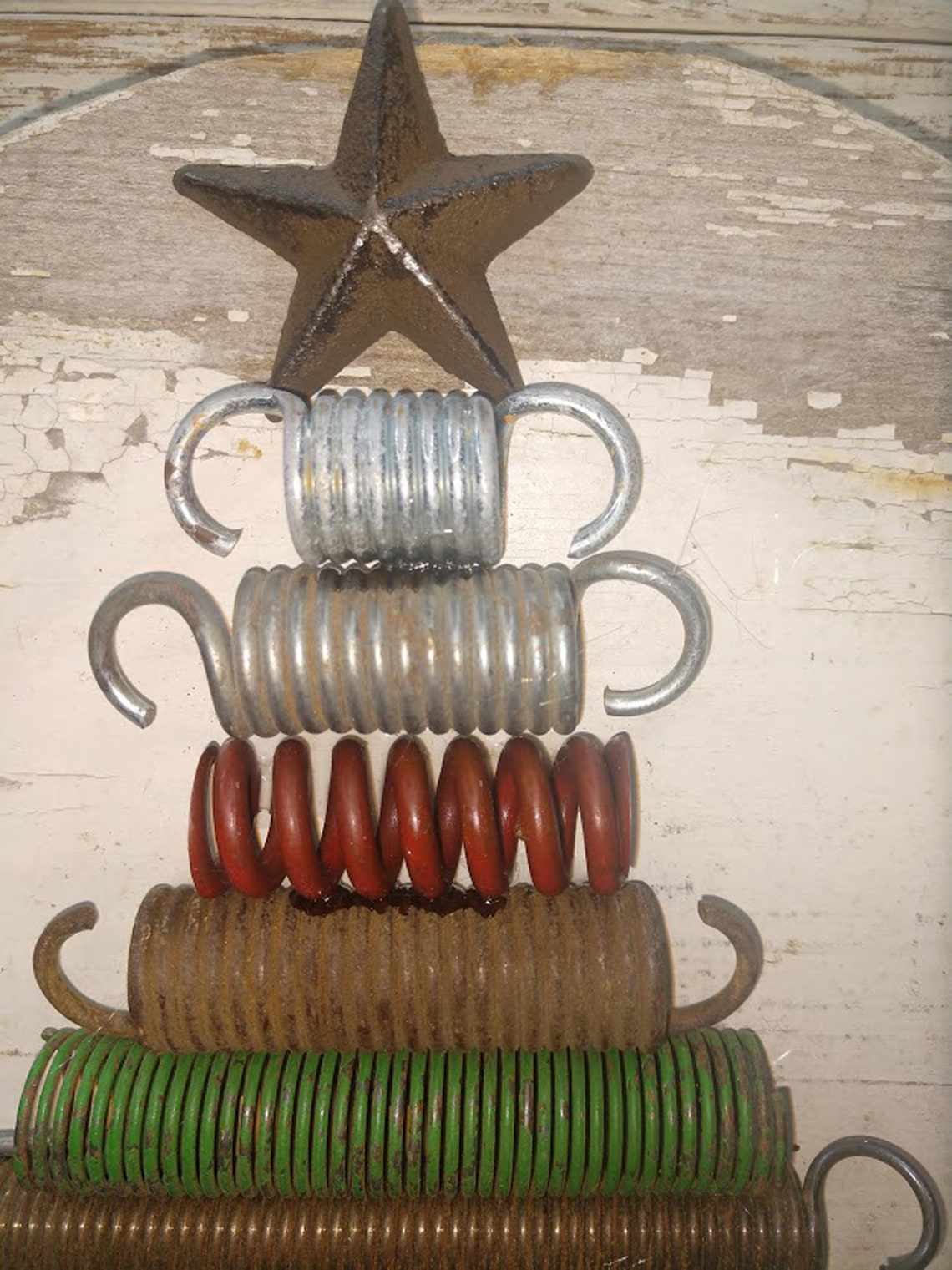 Vintage Hardwood Rusty Spring Christmas Tree / Holiday Junk Etsy