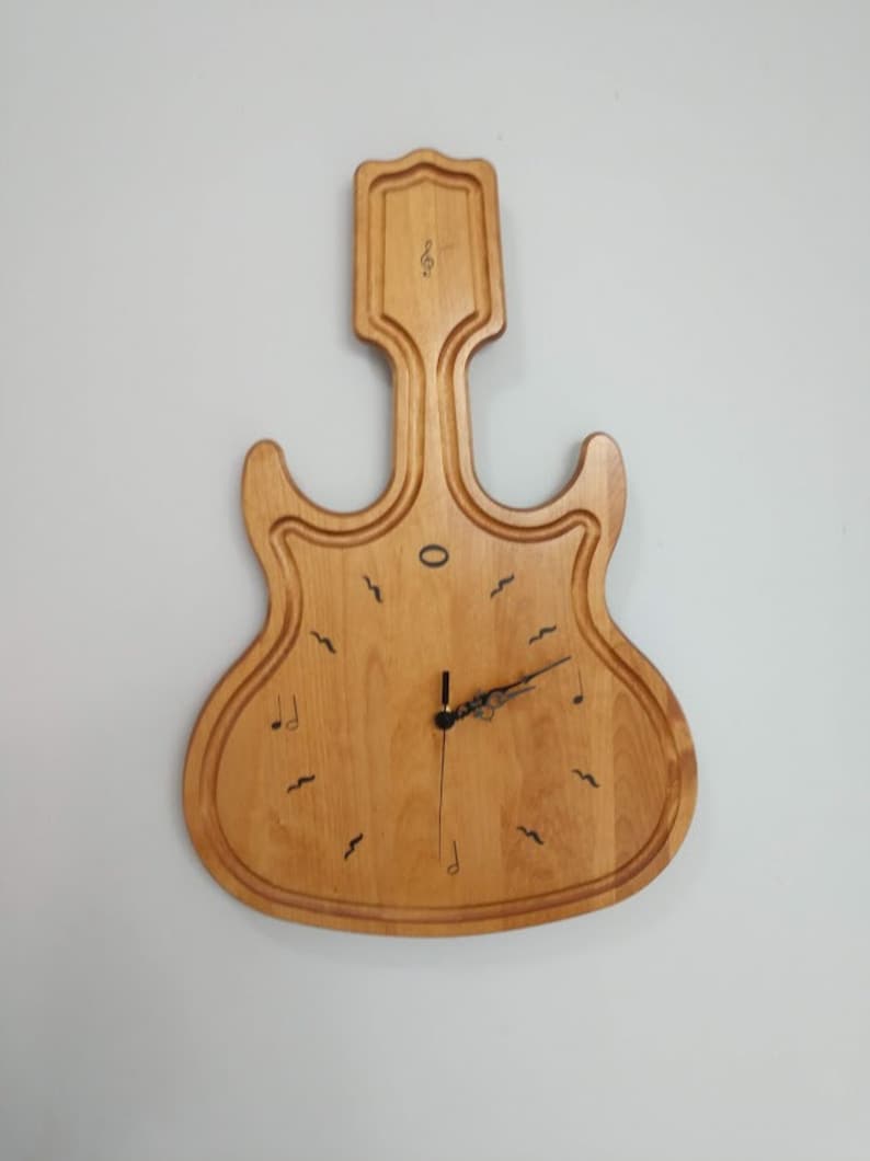 Wooden Guitar Clock Music Clock Gifts for Guitarist Etsy