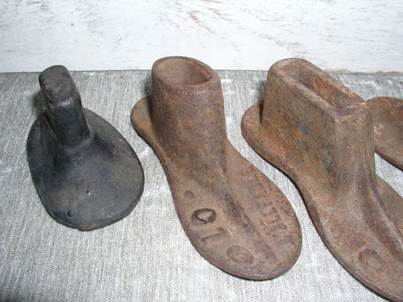 Vintage Cobblers Cast Iron Boot Shoe Mold Forms Primitive Etsy