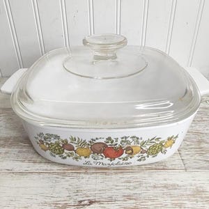 Vintage 2QT Corning Ware - Spice of Life  - Large Casserole w/ Lid - Corningware