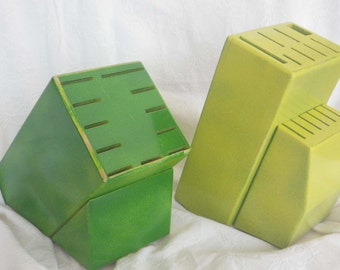 John Deere colored Knife Block, Upcycled, Shabby Chic, Hand Painted, Large Knife Block