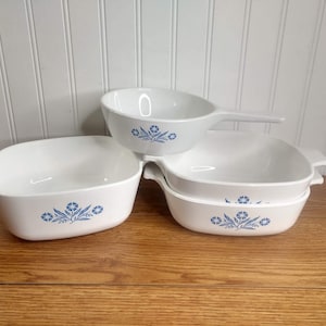 Corningware Blue Cornflower Casserole Set ~  Corningware P 1 B / P1 3/4 B / p 81 B