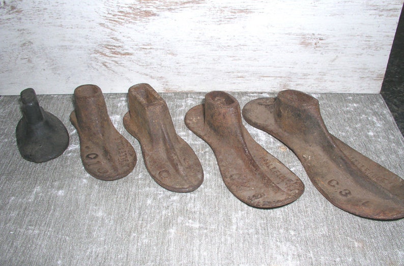 Vintage Cobblers Cast Iron Boot Shoe Mold Forms Primitive Etsy
