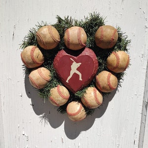 Baseball Wreath~ Baseball Decor ~ Love Baseball ~ Upcycled Baseball ~