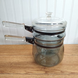 Vintage Pyrex Blue Tint Glass Double Boiler Flameware  ~ 1 1/2 QT