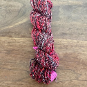 Chocolate Covered Cherry Handspun Yarn, 200 Yards, Merino/Sari Silk Blend for Knitting