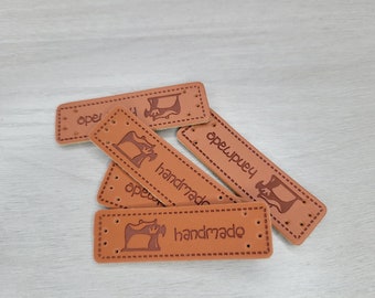 Handmade Sewing Machine Tags, Blanket Tags, Hat Tags, Faux Leather Tag, PU Leather, Handmade Tag, Blanket Tag, Brown Leather Tag, Handmade