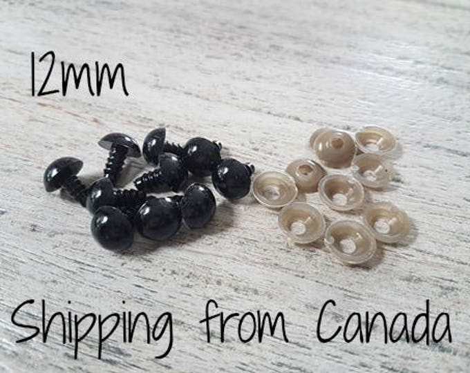 12mm Safety Eyes, Plastic Safety Eyes, Ready to Ship, Doll Eyes, Teddy Bear Eyes, Amigurumi