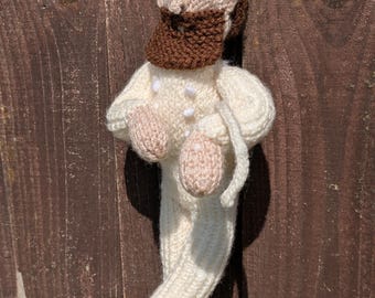 Knitted Professor Whiskars | Handmade Aunty Donna-Inspired Plush | 9-Inch Cat-Man Doll | Quirky Comedy Gift