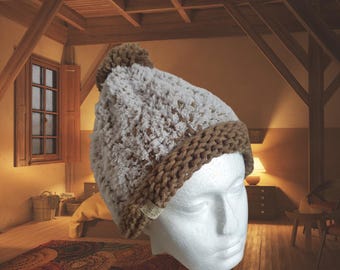 Pesky Bee 'The Afternoons Hat' brown fluffy bobble hat