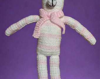 Knitted Character – 15 Inch – Handmade Soft Toy with Scarf