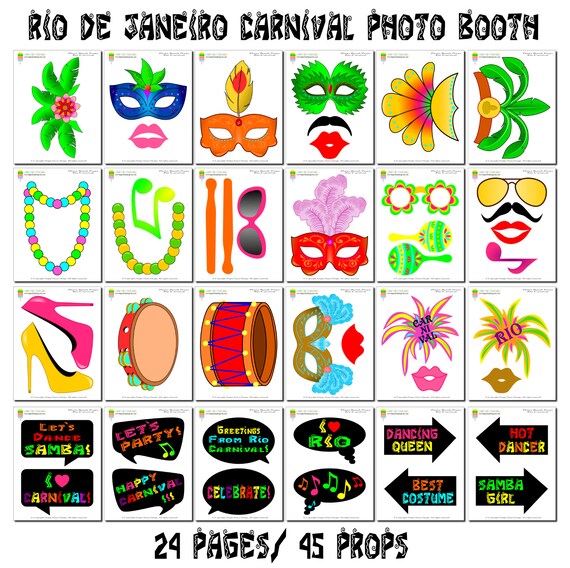 Printable Rio Carnival Photo Booth Props Printable Brazil Etsy Printable Rio Carnival Photo Booth Props Printable Brazil Etsy